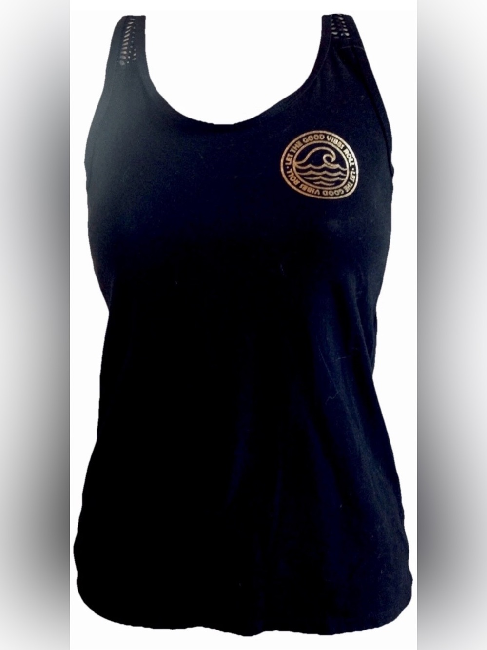 Art Class Litt Girls Tank Top Size 6-6X Black Let the Good Vibes Roll Sleeveless